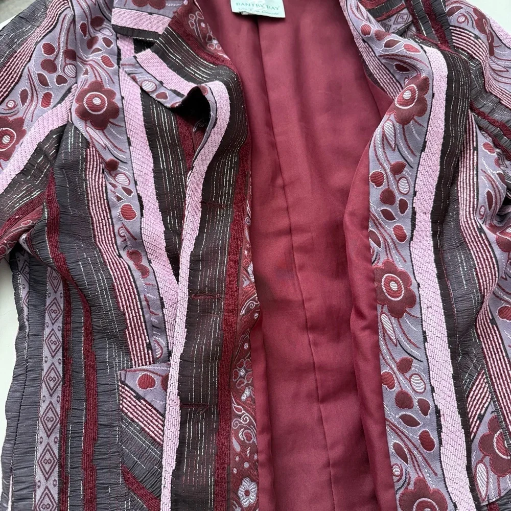 Bantry Bay by Tina Conrato Textured Tapestry Blazer Eclectic Mixed Media 90s - Picture 5 of 7